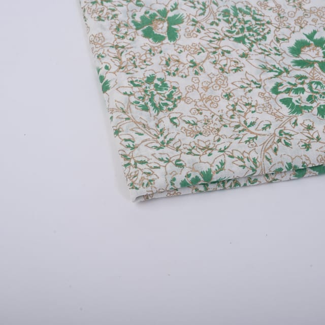 White Color Cotton Printed Fabric