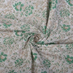 White Color Cotton Printed Fabric