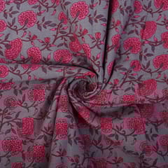 Grey Color Cotton Printed Fabric