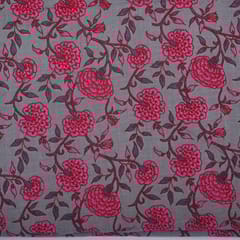 Grey Color Cotton Printed Fabric