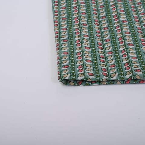 Green Color Cotton Printed Fabric