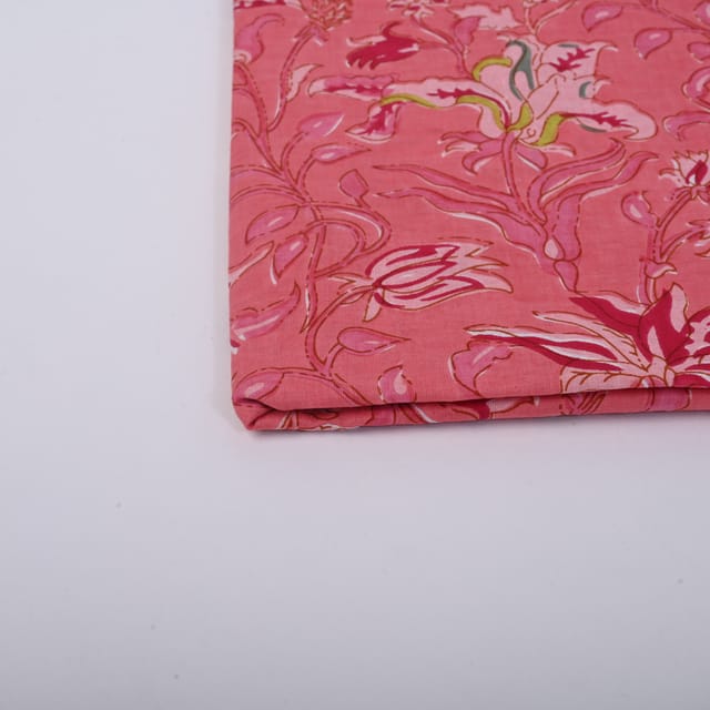 Peach Color Cotton Printed Fabric