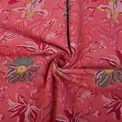 Peach Color Cotton Printed Fabric