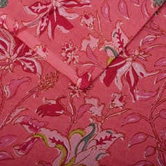 Peach Color Cotton Printed Fabric