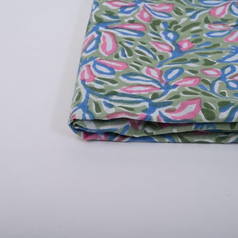 Green Color Cotton Printed Fabric