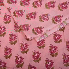 Peach Color Cotton Printed Fabric