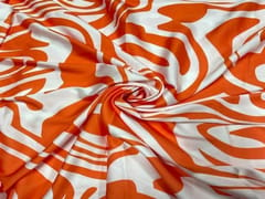 Armani Satin Lycra Orange White Abstract