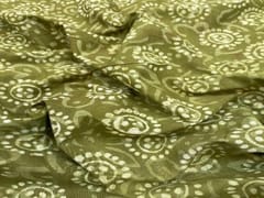 Cotton Cambric Dabbu Dull Green Geometric Print
