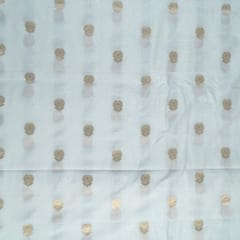 White Dyeable Chanderi Jari Booti fabric (50Cm Piece)