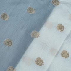 White Dyeable Chanderi Jari Booti fabric (50Cm Piece)