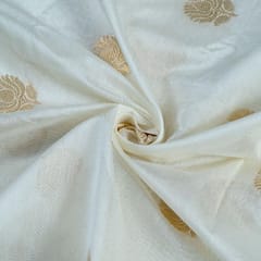 White Dyeable Chanderi Jari Booti fabric (50Cm Piece)