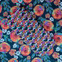 5 Mtr Bottle Green Color Cotton Chikan with Cotton Printed Set