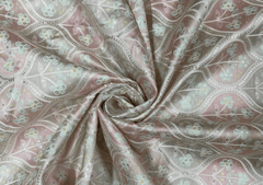 Embroidered Dupion Silk Pastel Pink Floral