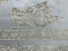 Dyeable Embroidered Chiffon White Flowers With Border