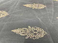 Dyeable Embroidered Net White Floral Motifs