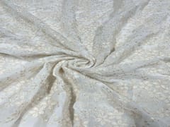 Dyeable Embroidered Georgette White Floral 10
