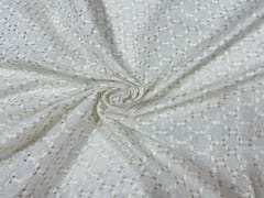Dyeable Pure Chanderi Self Zari White Checks