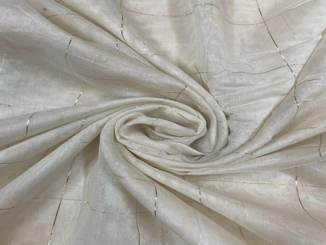Dyeable Pure Chanderi Zari White Big Checks