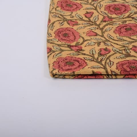 Yellow Color Cotton Printed Fabric