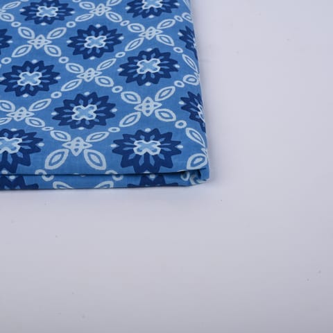 Blue Color Cotton Printed Fabric