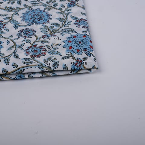 White Color Cotton Printed Fabric
