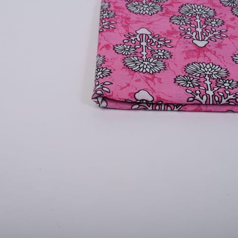 Pink Color Cotton Printed Fabric