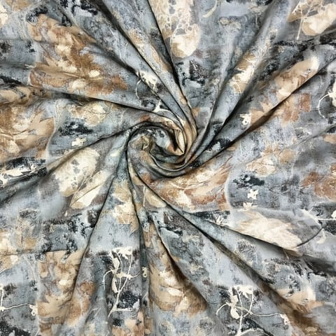 Grey Shades Abstract Printed Rayon Fabric