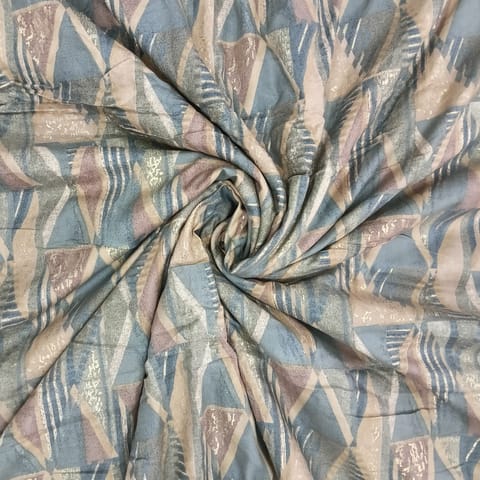 Grey Shades Geometric Printed Rayon Fabric