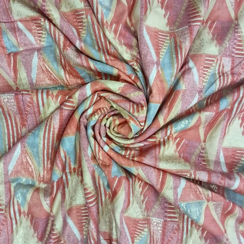 Pink Shades Geometric Printed Rayon Fabric