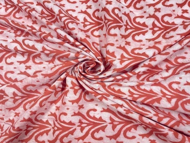 Cotton Cambric Dabbu Rust Pink Abstract Print