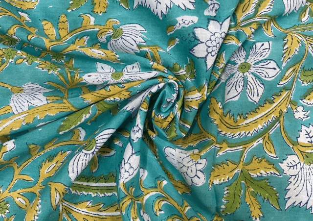 Printed Cotton Voil Sea Green Floral