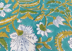 Printed Cotton Voil Sea Green Floral