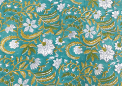 Printed Cotton Voil Sea Green Floral