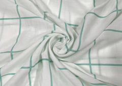 Printed Cotton Voil Sea Green Big Check
