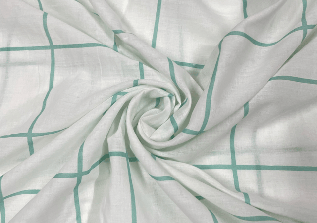 Printed Cotton Voil Sea Green Big Check