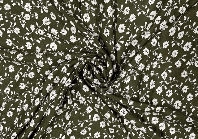 Cotton Olive Green Floral Print