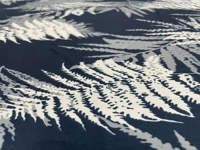 Printed Crepe Space Blue White Abstract