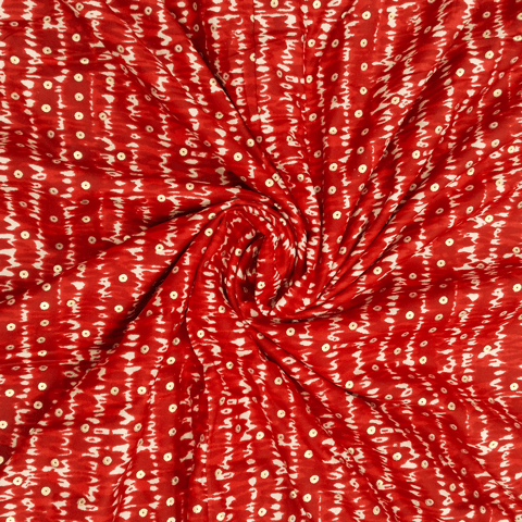 Red Polka Dot Printed Rayon Fabric