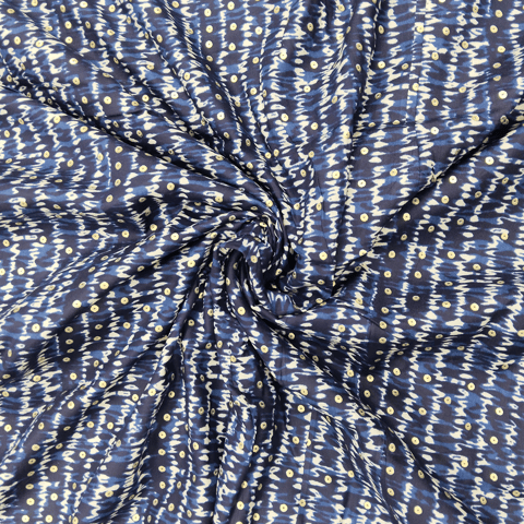 Blue Polka Dot Printed Rayon Fabric
