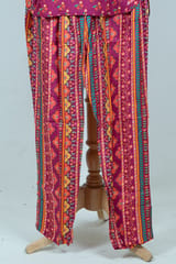 Majenta Color Printed Muslin Top and Printed Pant