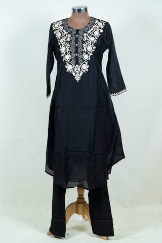 Black Color Print with Embroidered Shirt and Pant