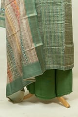 Green Color Print with Embroidered Dupion Silk Shirt with Bottom and Printed Silk Dupatta