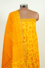 Orange Color Printed Chanderi Shirt with Bottom and Printed Chanderi Dupatta