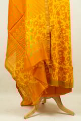 Orange Color Printed Chanderi Shirt with Bottom and Printed Chanderi Dupatta