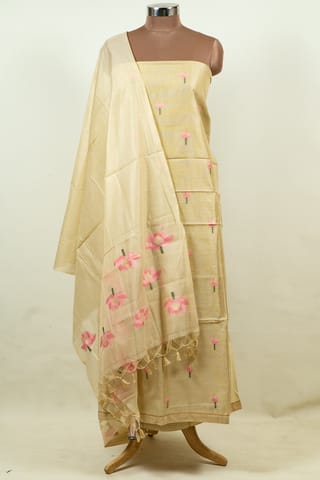 Beige Color Printed Jamdani Shirt with Bottom and Printed Dupatta