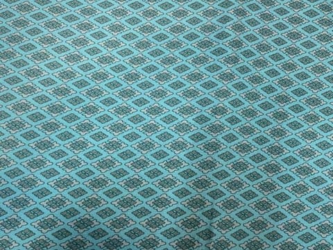 Printed Corduroy Turquoise Blue Geometric