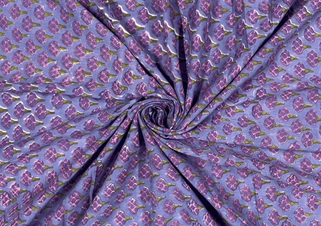 Light Purple Pink Floral Printed Cotton Voil Fabric