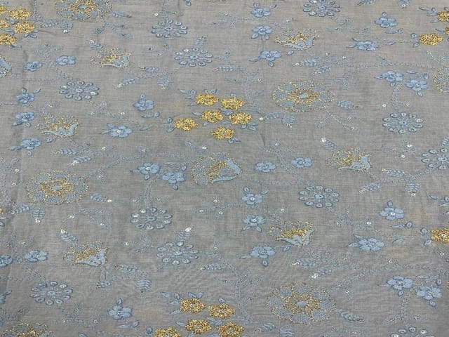 Embroidered Cotton Blue Floral