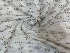 Dyeable Embroidered Georgette White Golden Floral 4