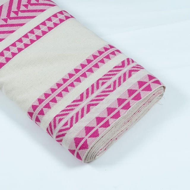 WHITE WITH PINK STRIPES JACQUARD fabric